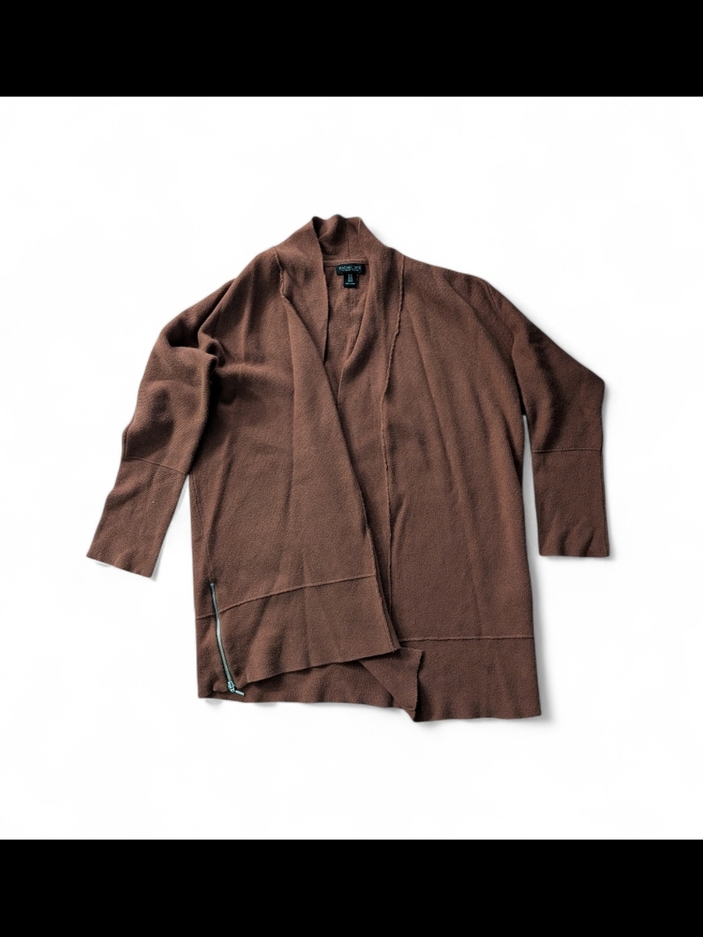 Rachel Zoe Brown Open Front Cardigan with Side Zip